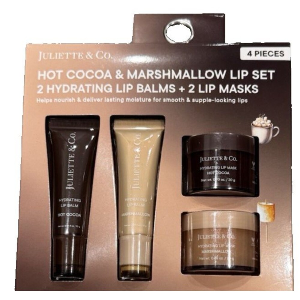 Juliette & Co Hot Cocoa & Marshmallow Lip Set 4 Pc  New